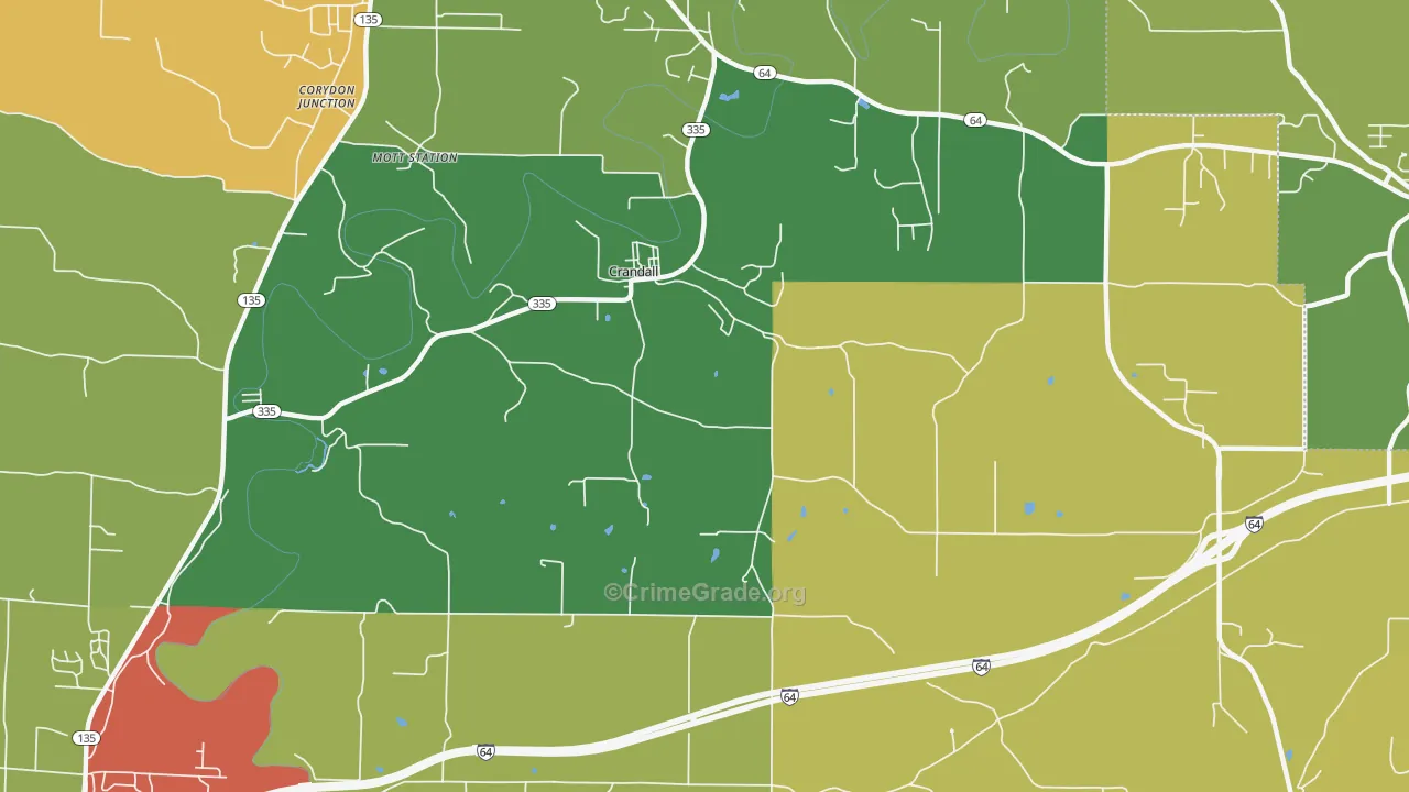 Crandall, IN Map of Theft Rates