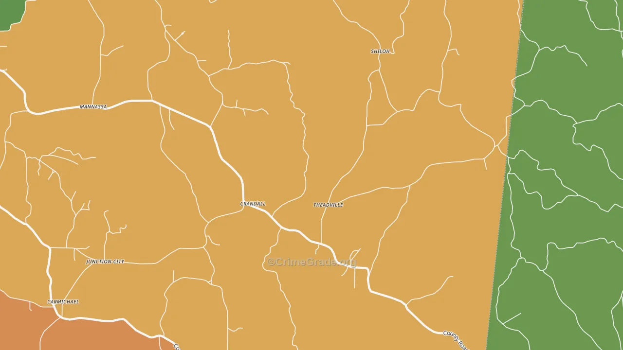 Crandall, MS Map of Theft Rates