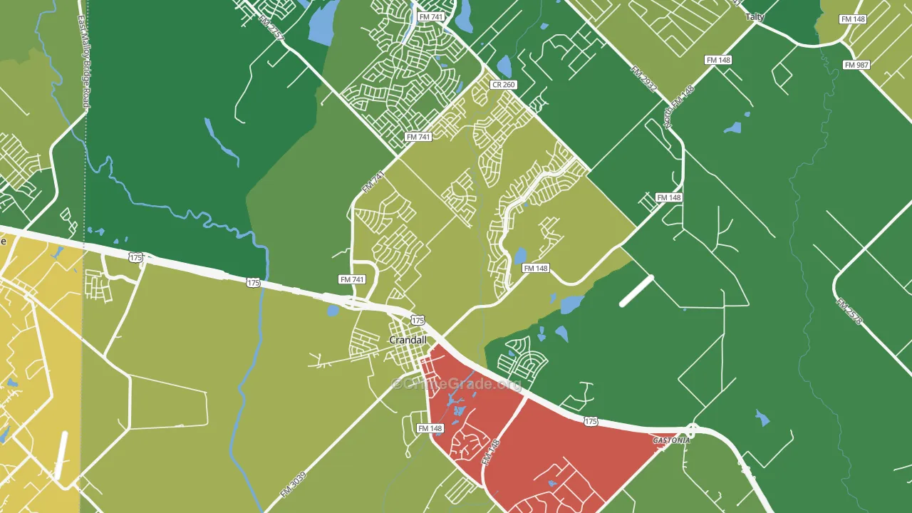 Crandall, TX Map of Theft Rates