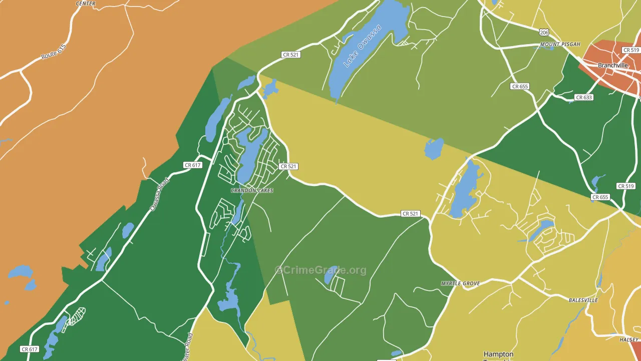 Crandon Lakes, NJ Map of Theft Rates