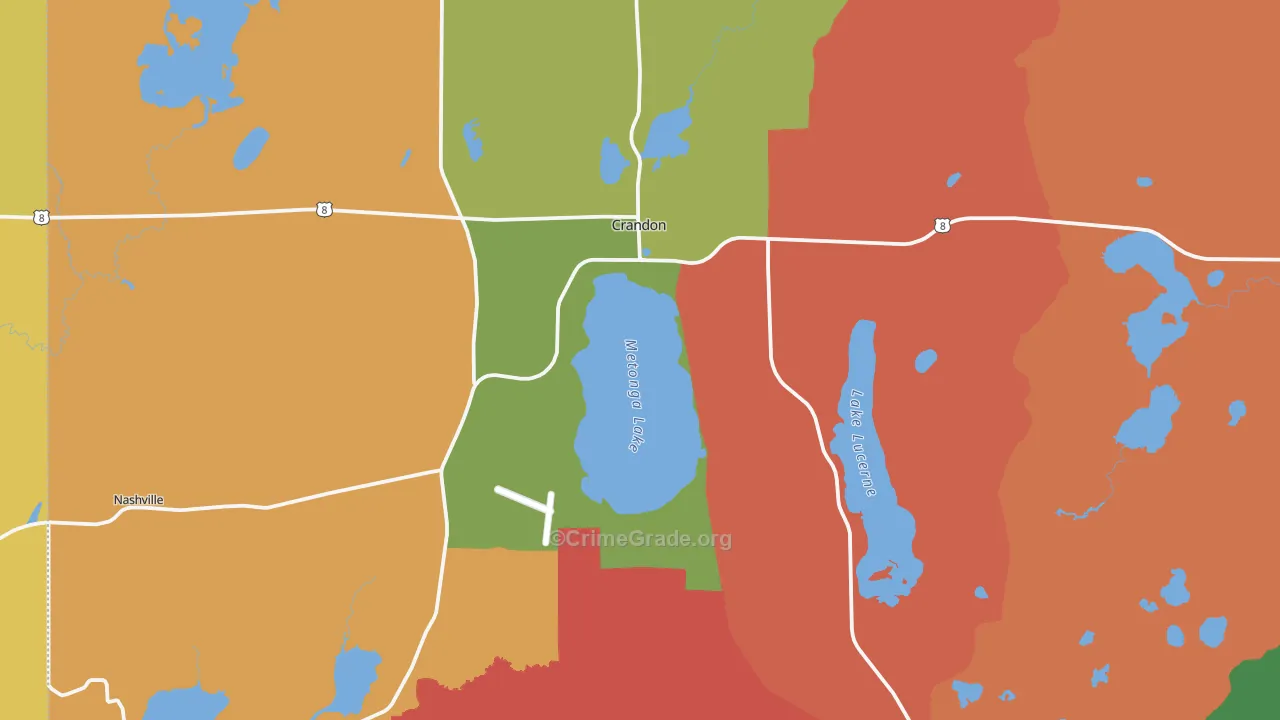 Crandon, WI Map of Theft Rates