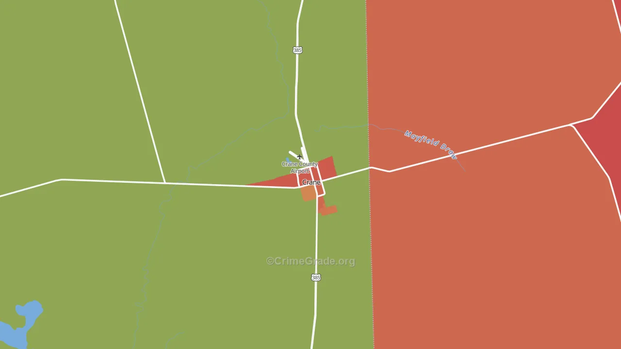 Crane County, TX Map of Theft Rates