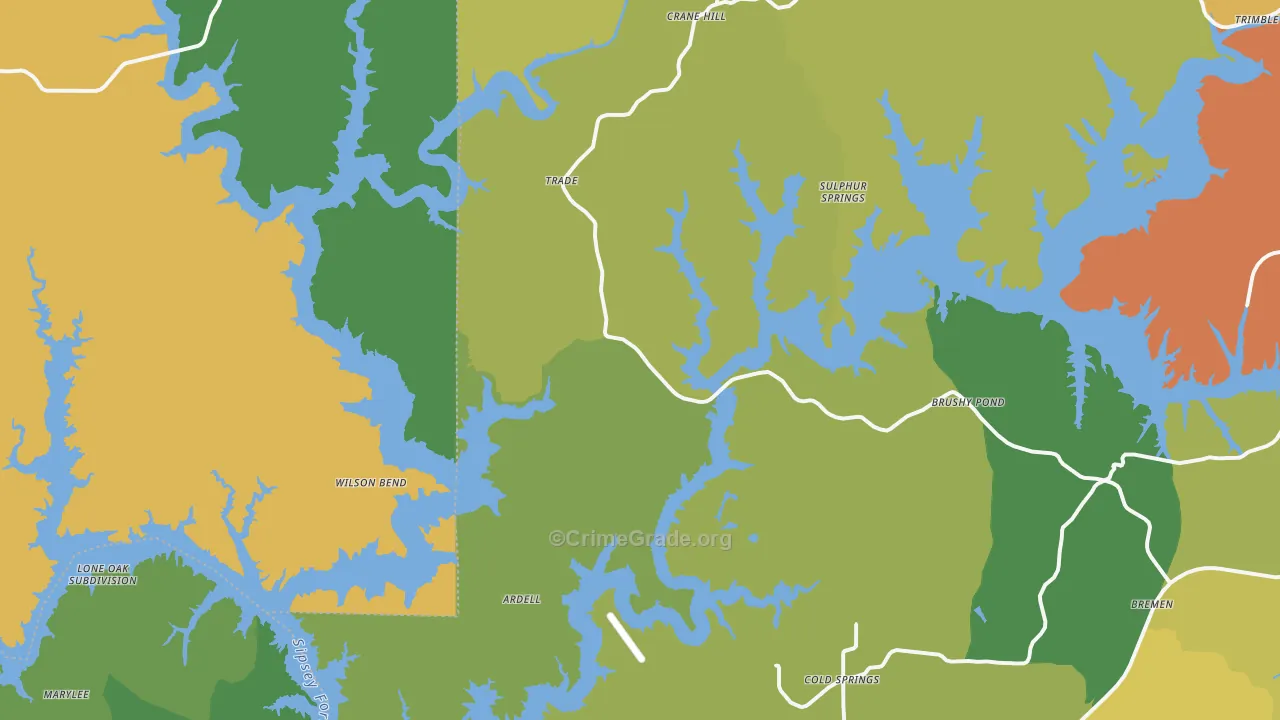 Crane Hill, AL Map of Theft Rates