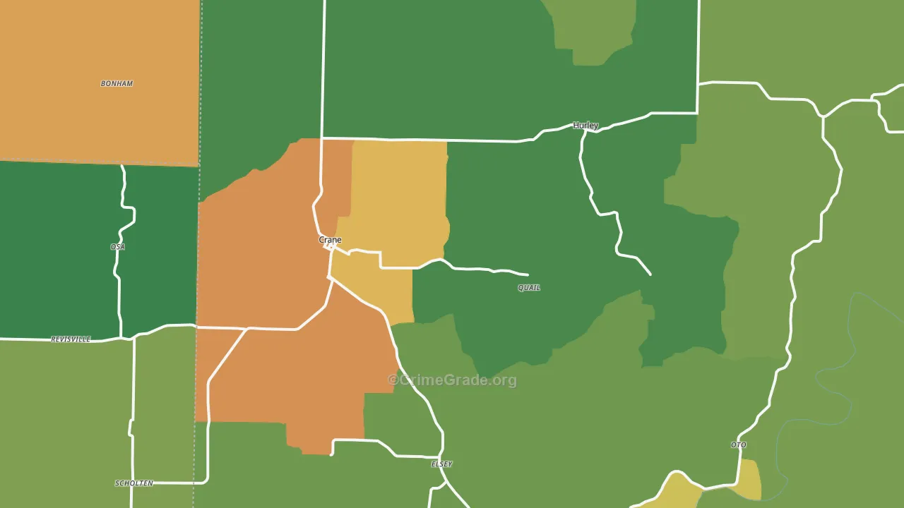 Crane, MO Map of Theft Rates