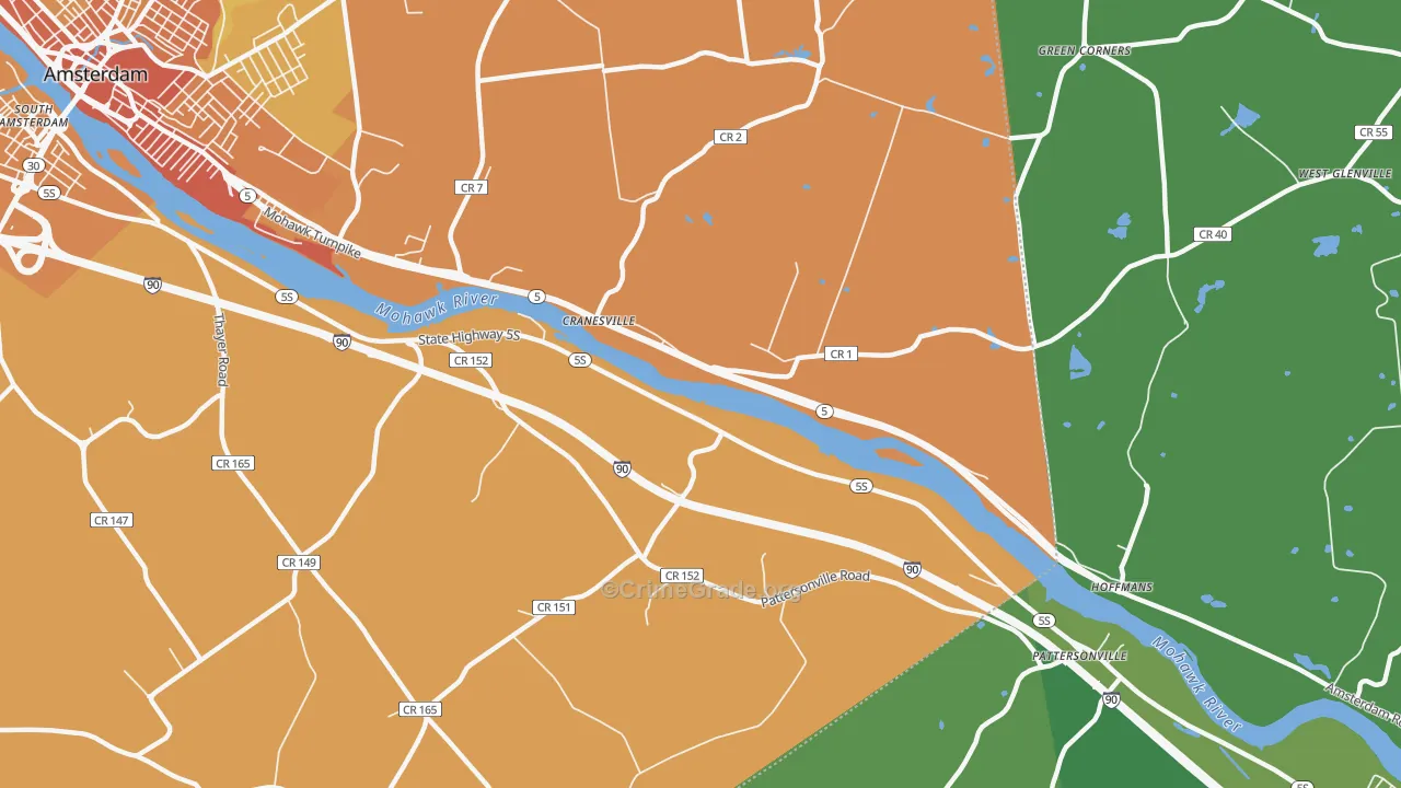 Cranesville, NY Map of Theft Rates