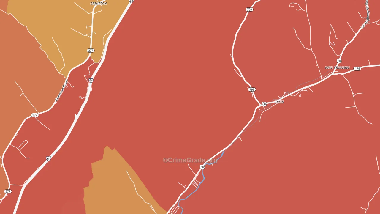 Cranston, KY Map of Theft Rates