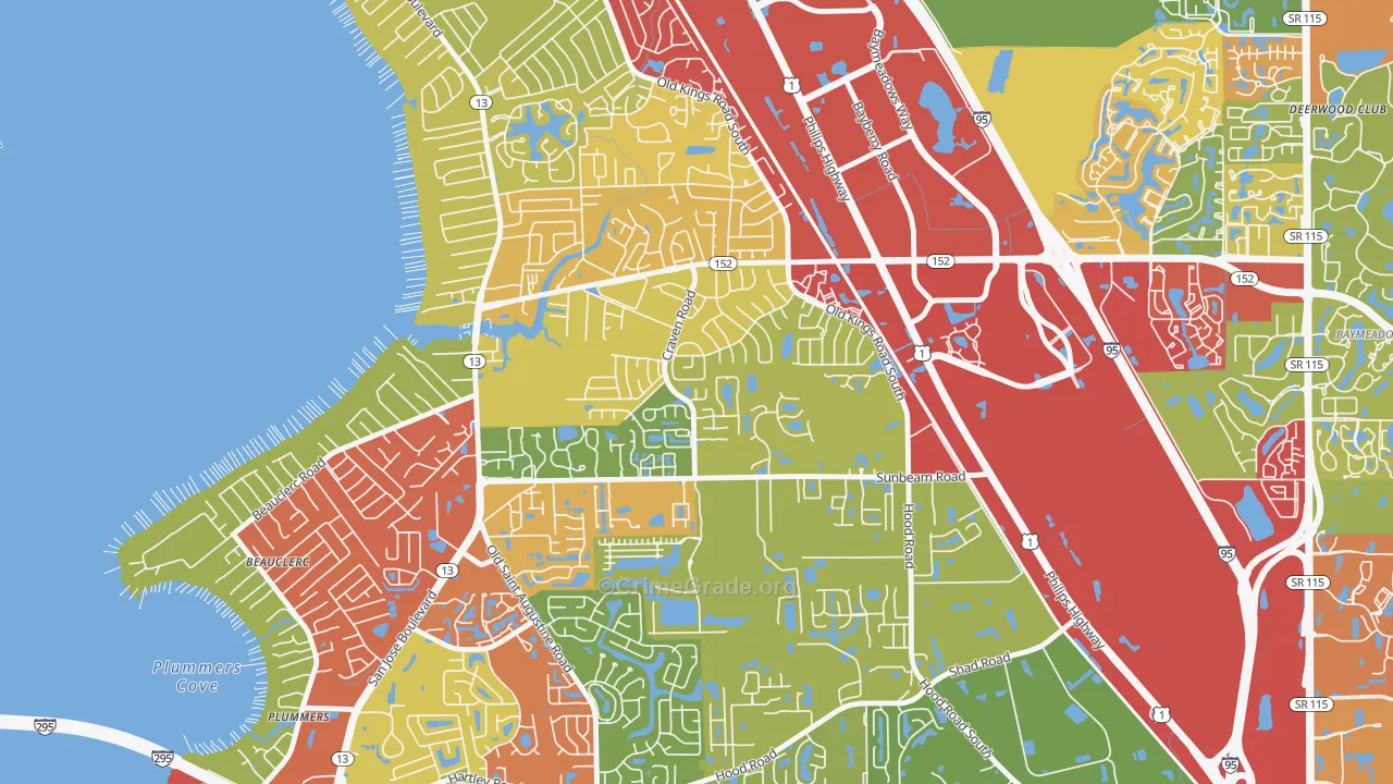 Craven, Jacksonville, FL Map of Theft Rates