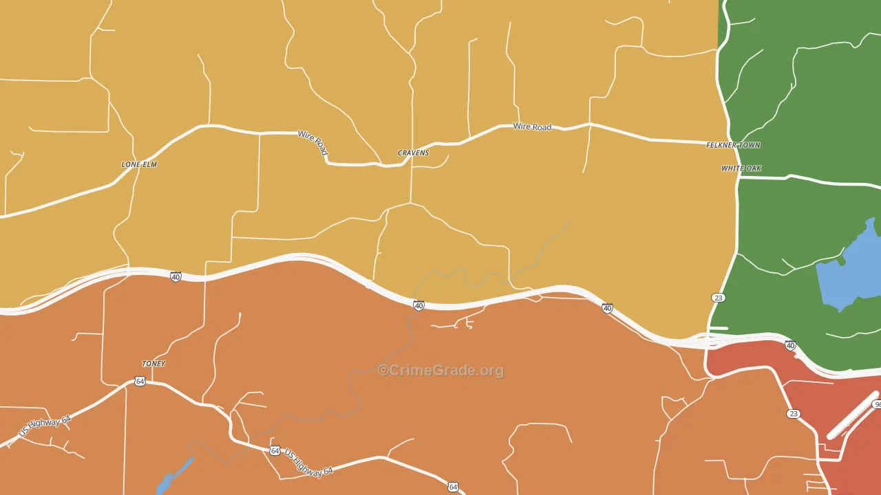 Cravens, AR Map of Theft Rates