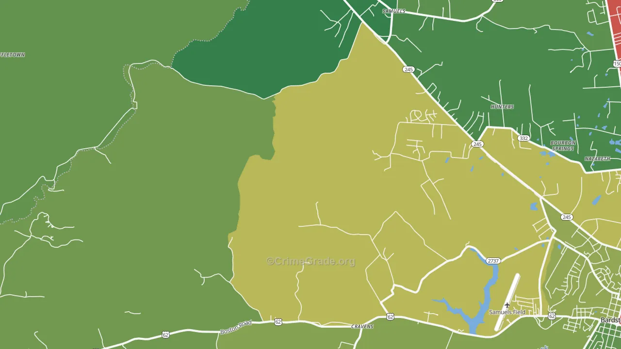Cravens, KY Map of Theft Rates