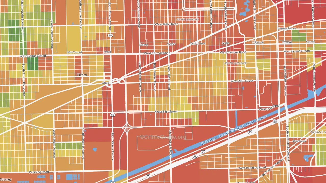Crawford, Chicago, IL Map of Theft Rates