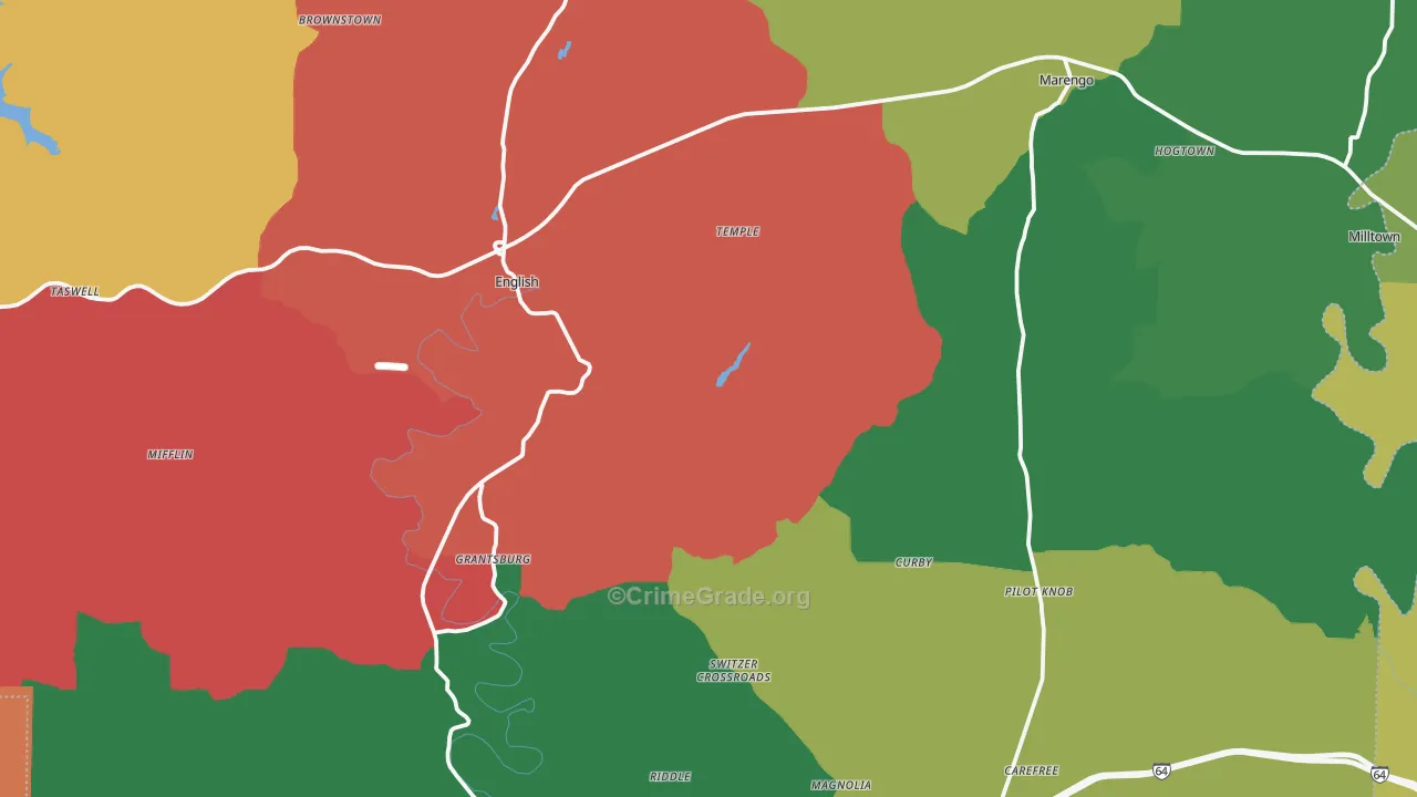 Crawford County, IN Map of Theft Rates