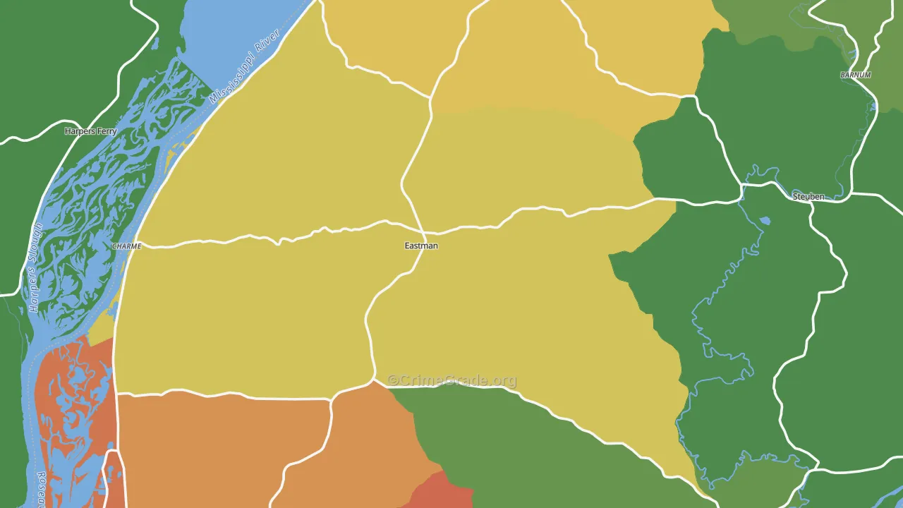 Crawford County, WI Map of Theft Rates