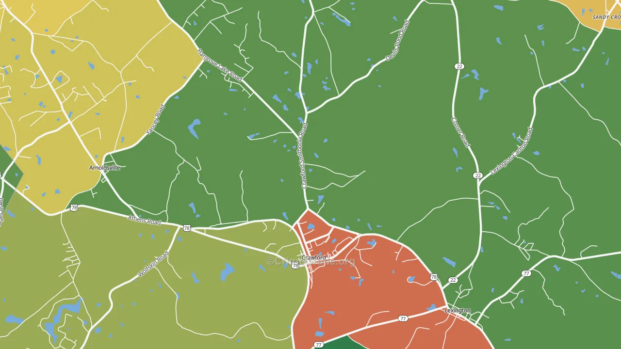 Crawford, GA Map of Theft Rates