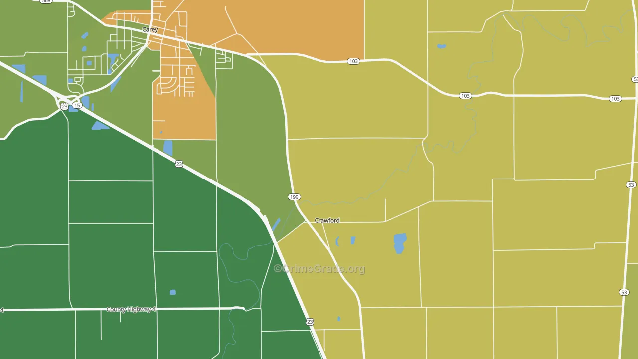 Crawford, OH Map of Theft Rates