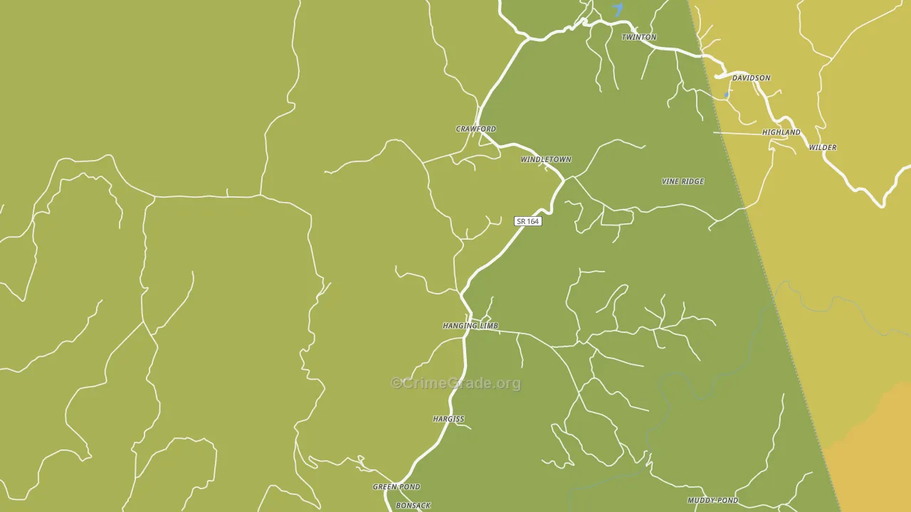 Crawford, TN Map of Theft Rates
