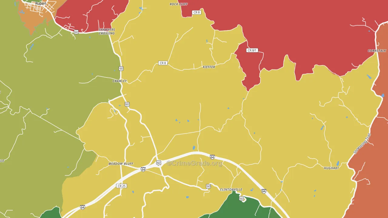 Crawley, WV Map of Theft Rates