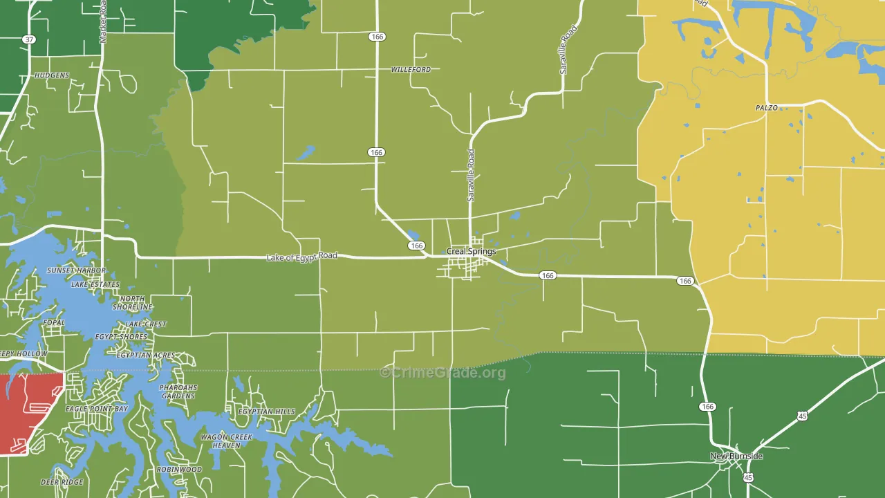 Creal Springs, IL Map of Theft Rates
