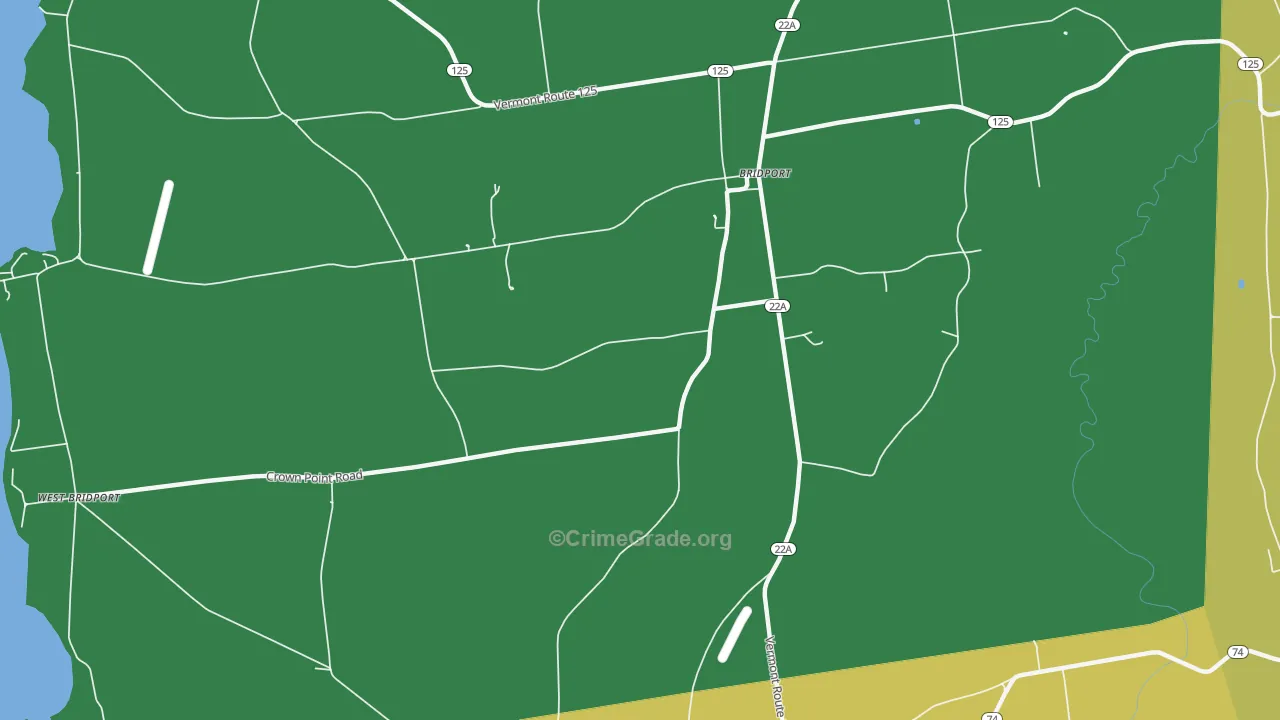 Cream Hill, VT Map of Theft Rates