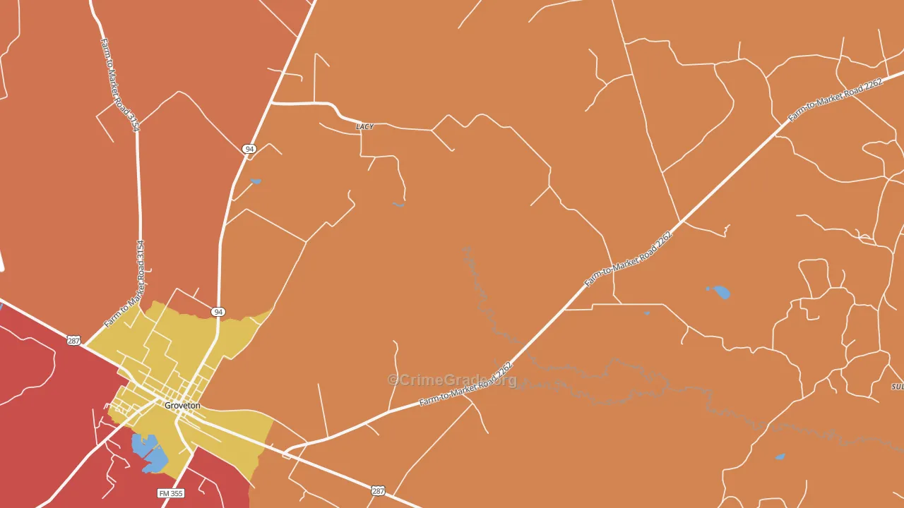 Crecy, TX Map of Theft Rates