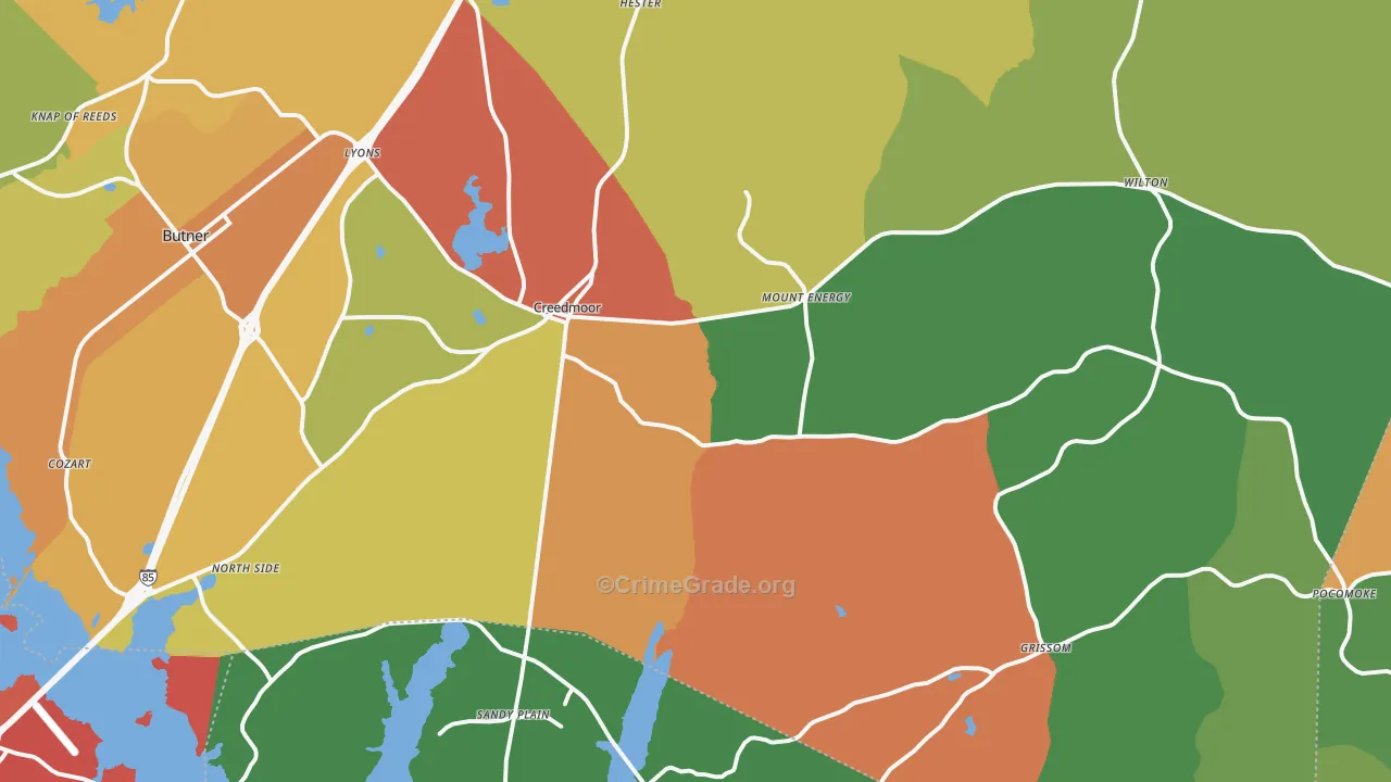 Creedmoor, NC Map of Theft Rates
