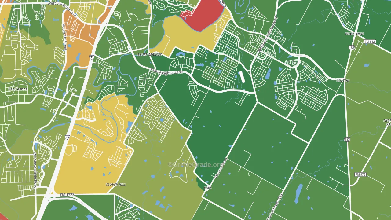 Creedmoor, TX Map of Theft Rates