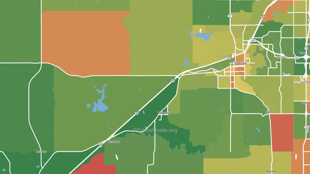 Creek County, OK Map of Theft Rates