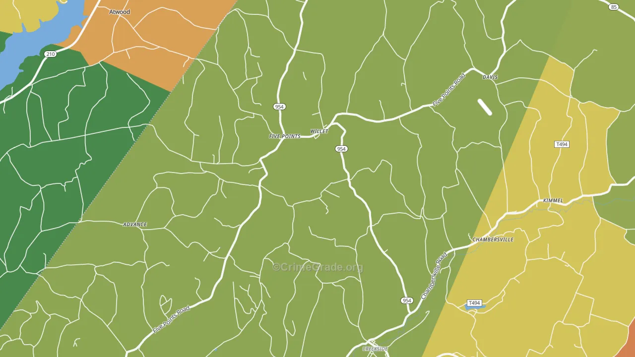 Creekside, PA Map of Theft Rates