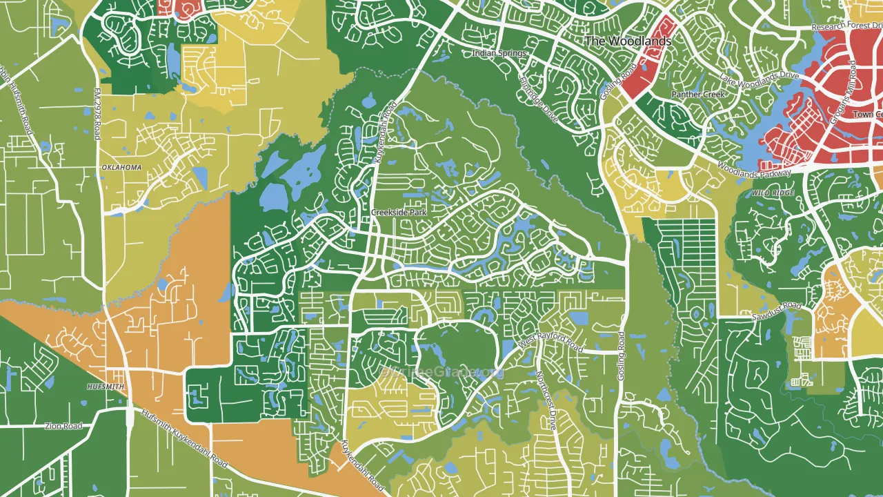 Creekside Park, The Woodlands, TX Map of Theft Rates