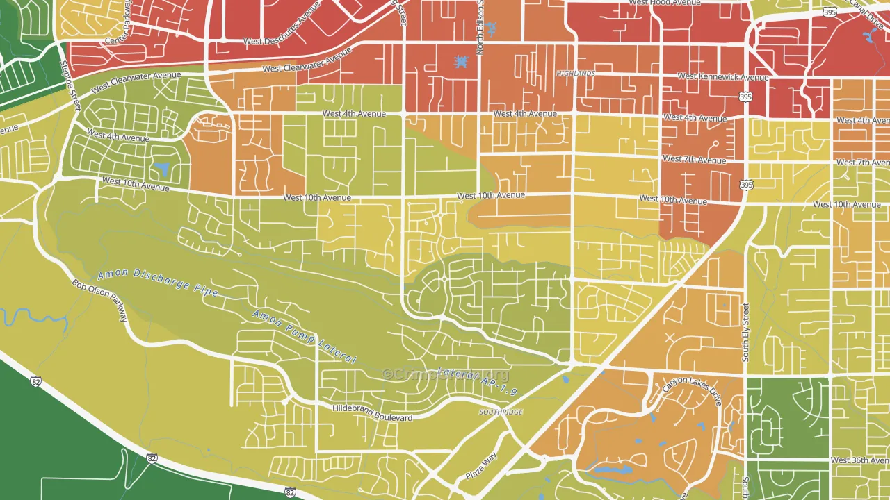 Creekstone, Kennewick, WA Map of Theft Rates
