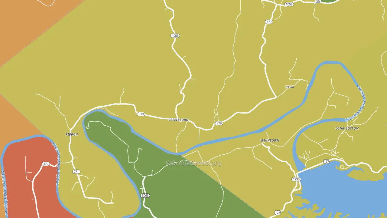 Creelsboro, KY Map of Theft Rates