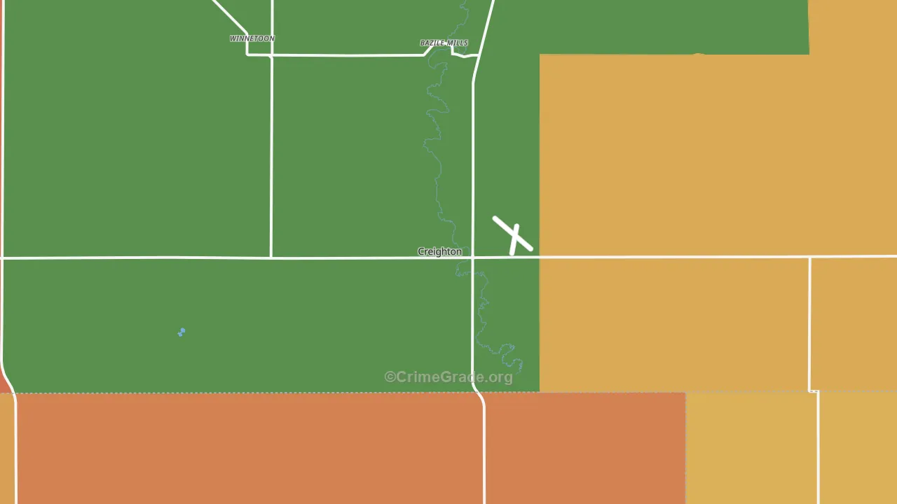 Creighton, NE Map of Theft Rates