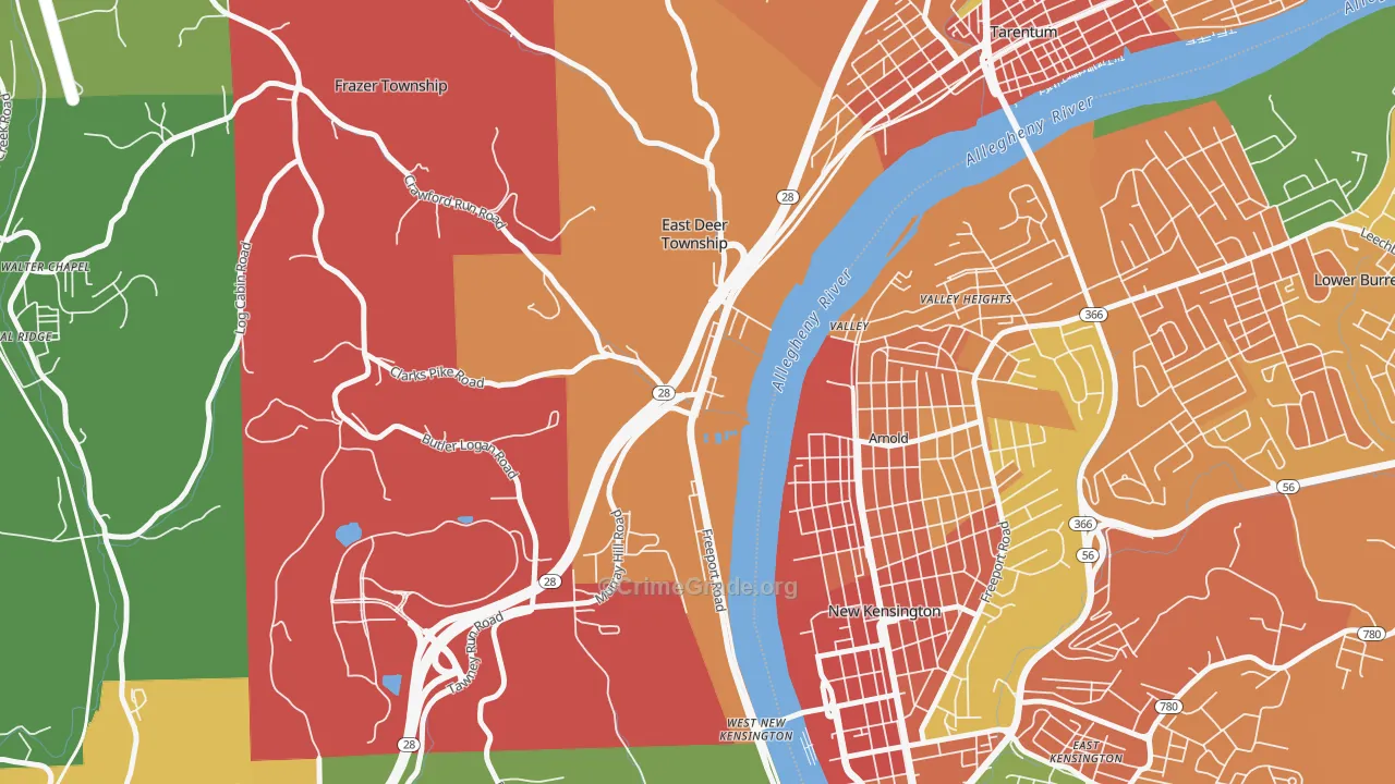Creighton, PA Map of Theft Rates