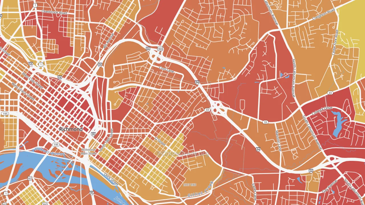 Creighton, Richmond, VA Map of Theft Rates