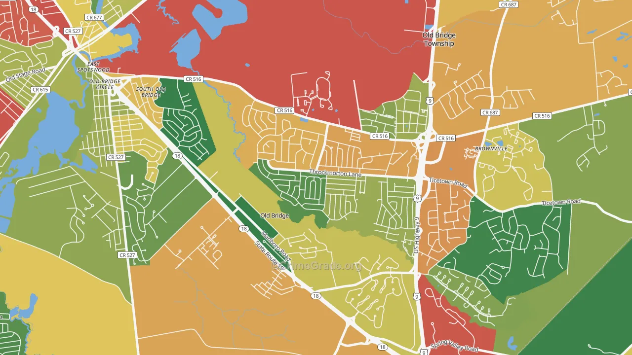 Creighton Village, Old Bridge, NJ Map of Theft Rates