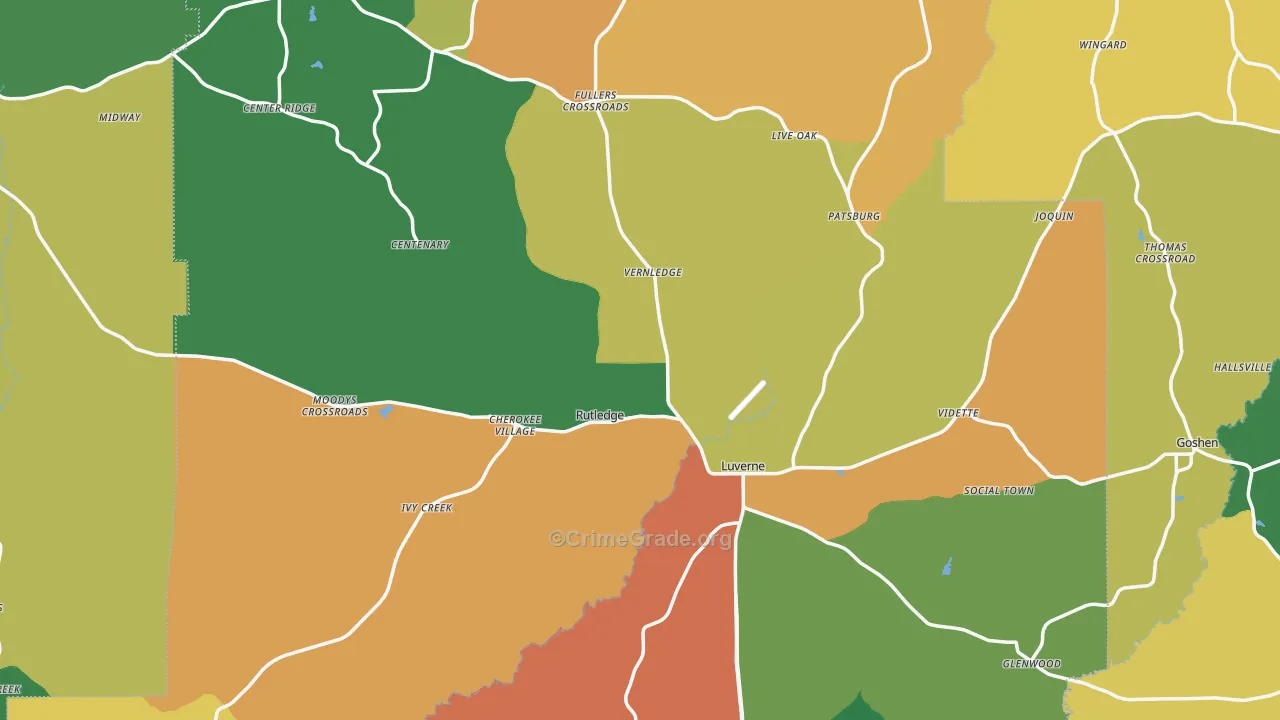 Crenshaw County, AL Map of Theft Rates