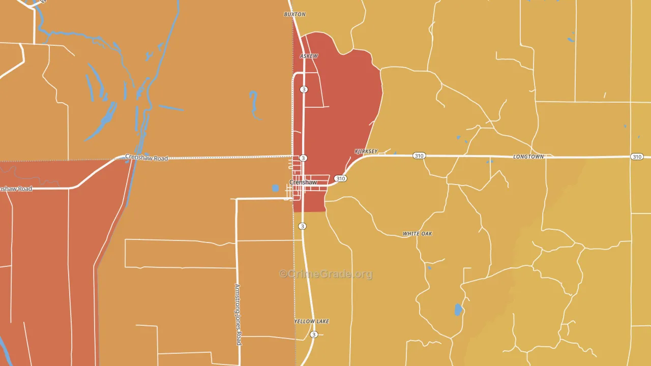 Crenshaw, MS Map of Theft Rates