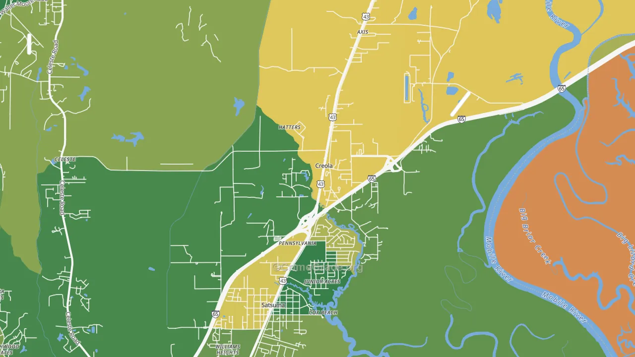 Creola, AL Map of Theft Rates