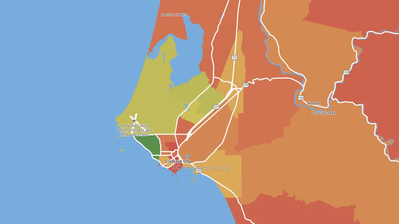 Crescent City, CA Map of Theft Rates