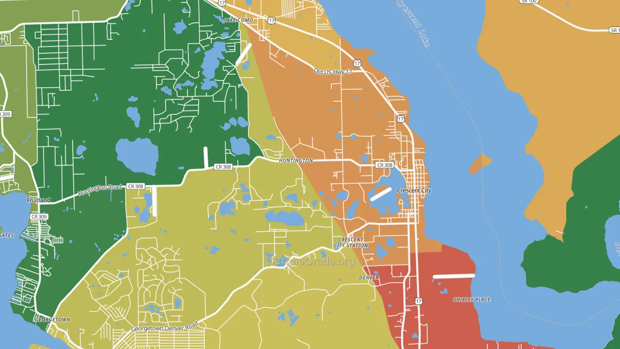 Crescent City, FL Map of Theft Rates
