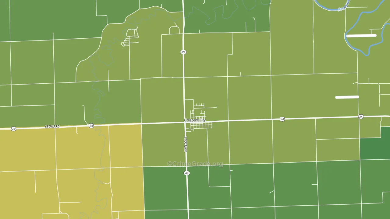 Crescent City, IL Map of Theft Rates