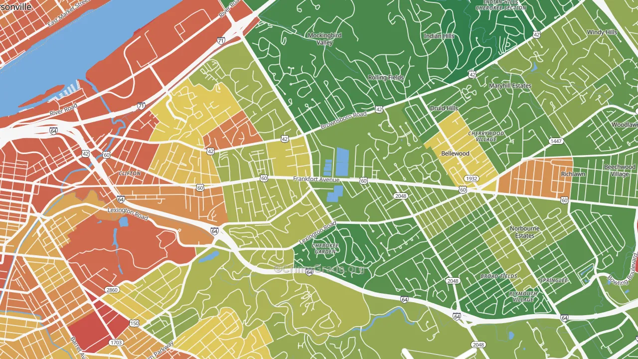Crescent Hill, Louisville, KY Map of Theft Rates