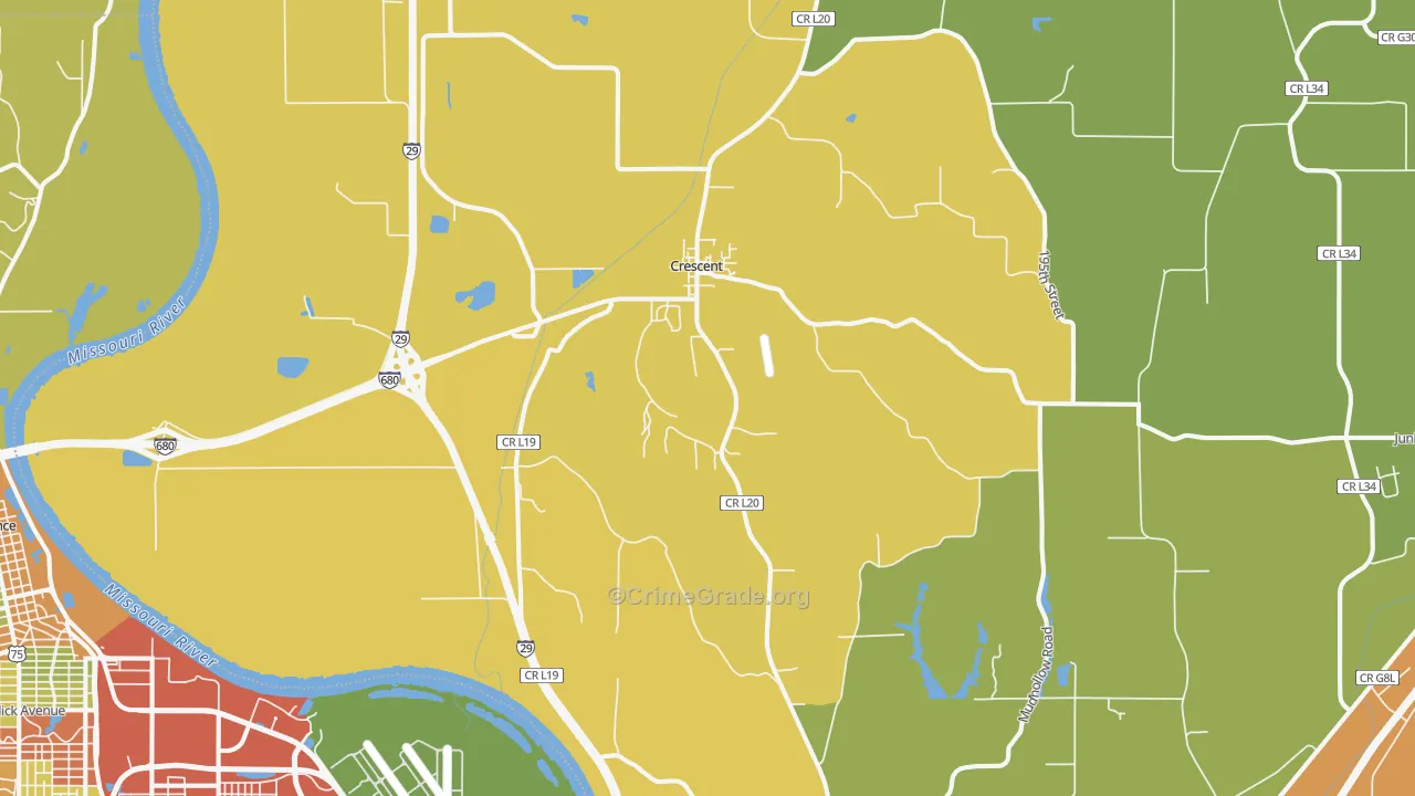 Crescent, IA Map of Theft Rates