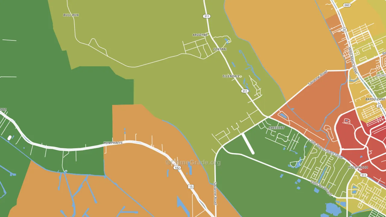 Crescent, LA Map of Theft Rates