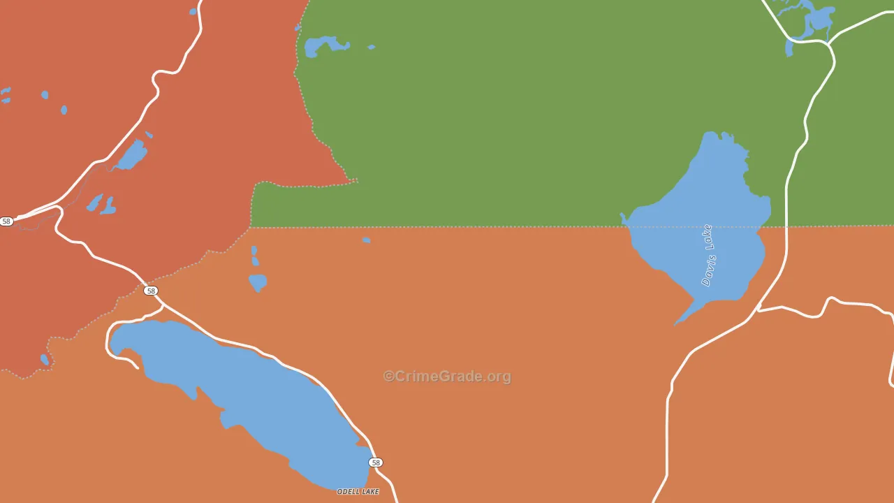 Crescent Lake Junction, OR Map of Theft Rates