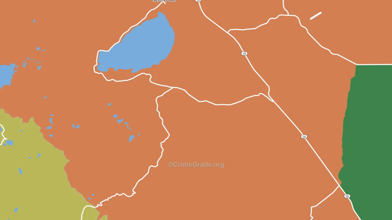 Crescent Lake, OR Map of Theft Rates