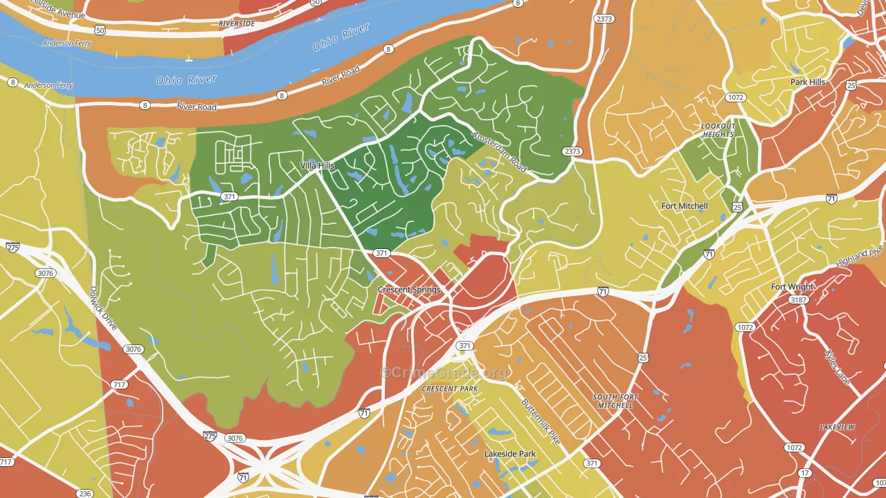 Crescent Springs, KY Map of Theft Rates