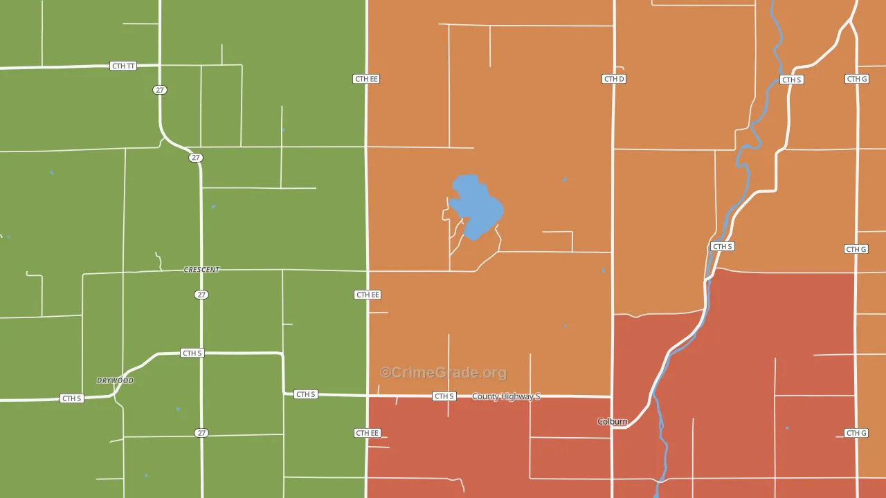 Crescent, WI Map of Theft Rates
