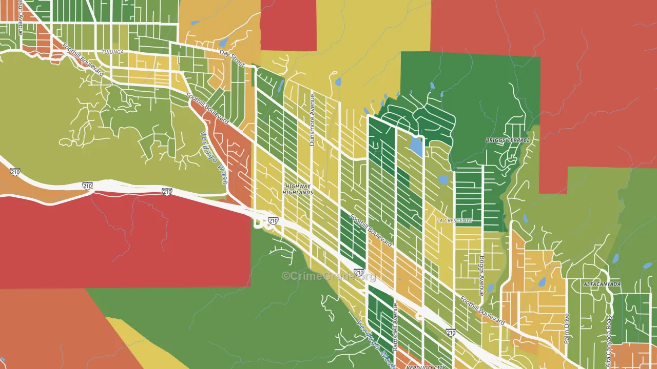 Crescenta Highlands, La Crescenta, CA Map of Theft Rates