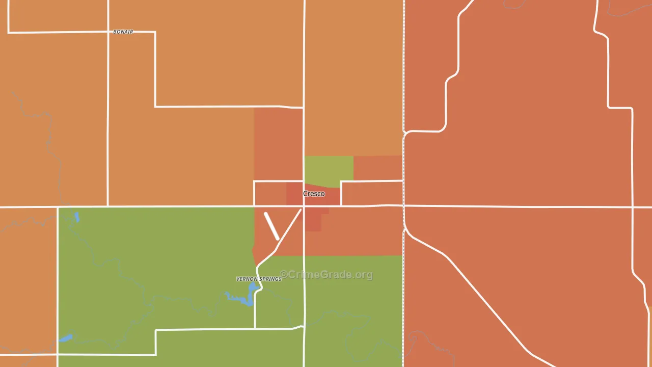 Cresco, IA Map of Theft Rates
