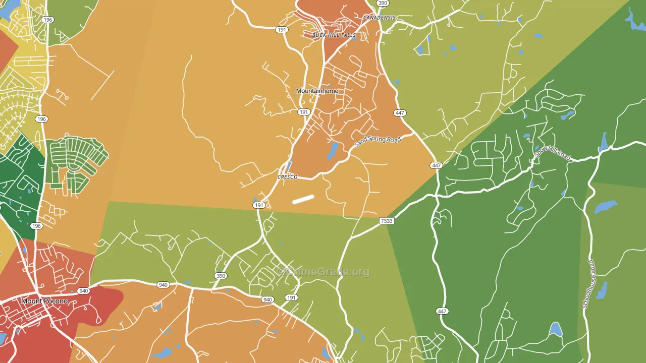 Cresco, PA Map of Theft Rates